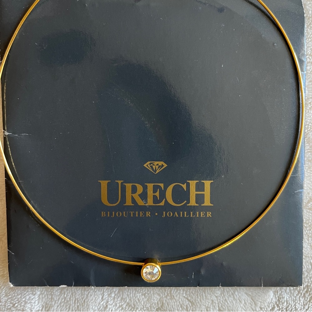 Urech Swiss Gold Tone Floating Solitaire Cubic Zirconia Necklace 🇨🇭
